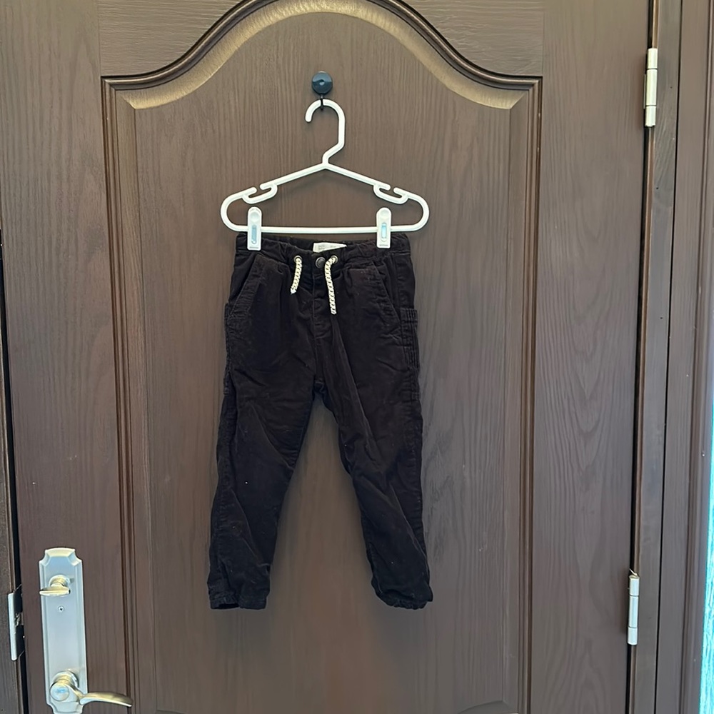 3/$25 Zara Baby Corduroy Drawstring Pants Size 2 3 Years Black Lined Pull On